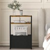Leomonio Narrow Side Table, Slim End Tables with Fabric Basket,