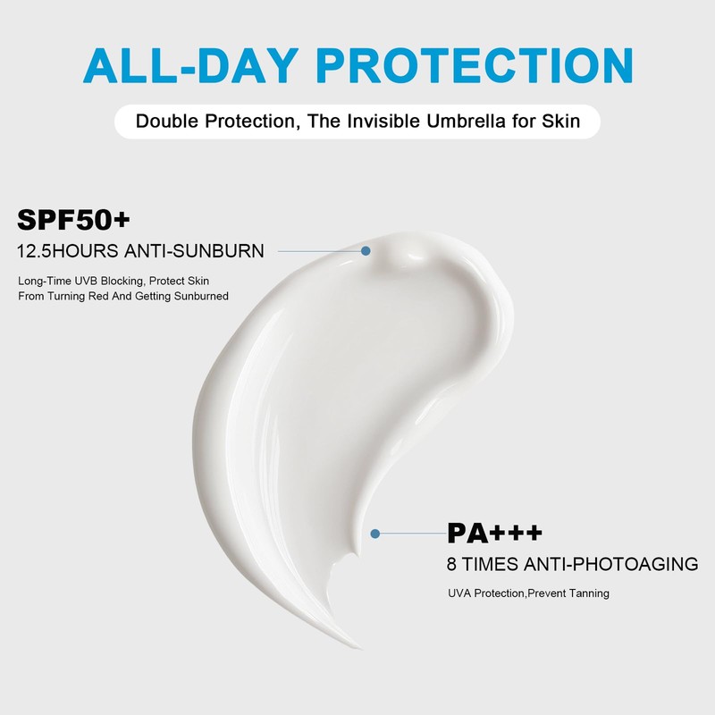 60PCS Travel Size Sunscreen SPF50+ PA+++ - Lightweight & Non-Greasy