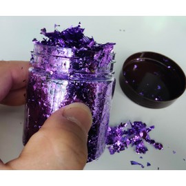 Gold Foil Flakes for Resin, Blue, Red, Purple, Pink, Metallic Foil Flakes for Resin Jewellery Making, Nails, Painting Art, Crafts and Slime (Purple)