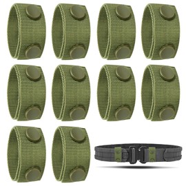 LELE LIFE 10Pcs Belt Keepers for Duty Belt, Nylon Duty Belt Keepers with Double Snaps for 2.25" Wide Security Tactical Police Duty Belt Accessories (Green)