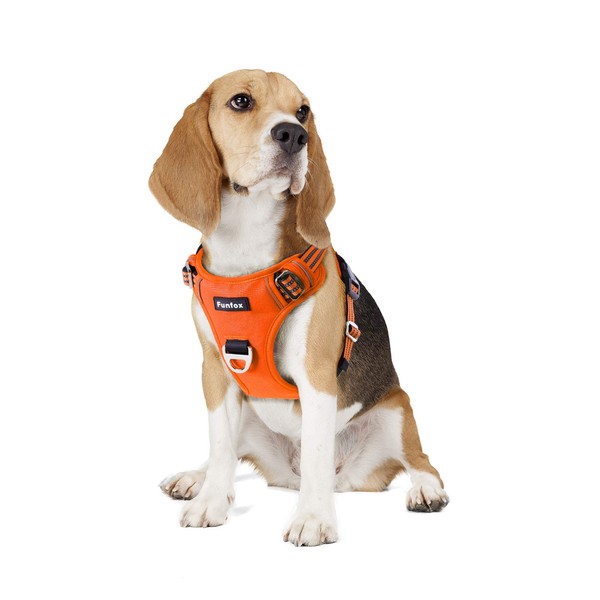 Funfox Dog Harness Medium No Pull, Adjustable 2 Clips Anti-Pull