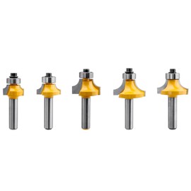 Mesee 5 Pieces 8 mm Shank Milling Cutter Edge and Edge Cutter Set, Rounding Cutter Standard Cutter Set, Round Over Milling Cutter Bits, Router Bits, Rounding Cutter for Router for Carpentry Chamfering