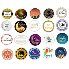 Eid Mubarak Stickers[ 200 ] Eid Decoration Happy Eid Mubarak (1.5 Inch) Eid Stickers Sheets Eid Gift for Kids Ramadan Favors Eid Favors Islamic Gifts 123