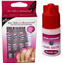 Ear Lobe & Accessories Full Coverage Nails Tip With Glue, Multi-Color, 13 Pieces (Pack of 2)