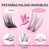 de Racimos de Pestañas Naturales Banda Invisible Racimos de Pestañas