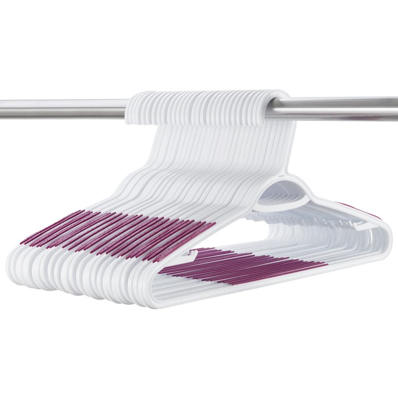 30 Pack Bendable Plastic Hangers Light-Weight Non-Slip Clothes/Suit Hangers (Purple)