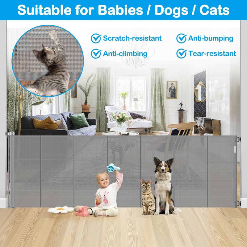 Reinforced 42" Extra Tall X 120" Extra Wide Retractable Dog