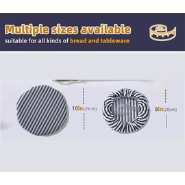 WDJLMLP Striped Linen Bowl Cover Lids – Set of 2 (8” & 10”) – Reusable Proofing Covers with Inner Lining for Bread Dough – Eco-Friendly Bowl Covers for Home Baking