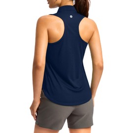 SANTINY Women's Golf Shirts Tank Tops Sleeveless Tennis Polo Racerback with Collar Athletic Tanks Quick Dry (Navy_L)