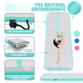 Air Tumbling Mat Tumble Track, 4/8inches Inflatable Gymnastics Air Mat for Home Use/Training/Cheerleading/Yoga/Water with Air Pump