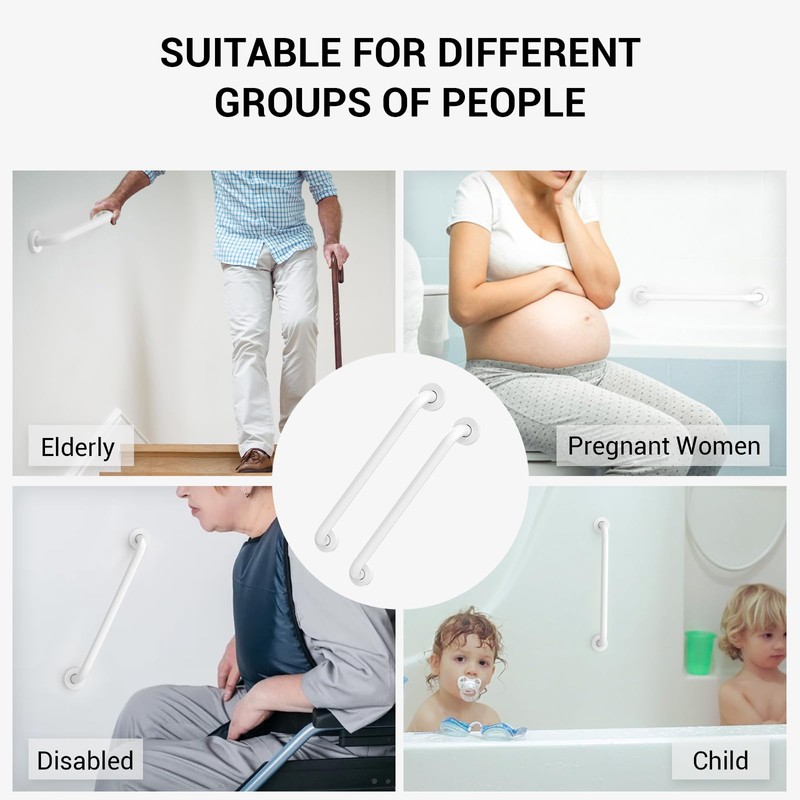 16 Inch Grab Bars for Wall White, Safety Shower Grab