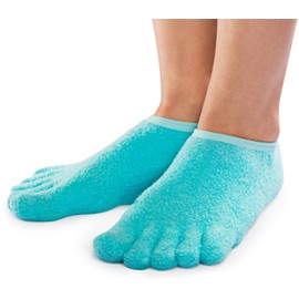 NatraCure 5-Toe Gel Lined Foot Moisturizing Socks – Aloe & Shea Infused Fuzzy Hydrating Socks for Women & Men - Soft Feet Moisturizer Spa & Pedicure Socks for Dry Cracked Heels, Calluses - Large