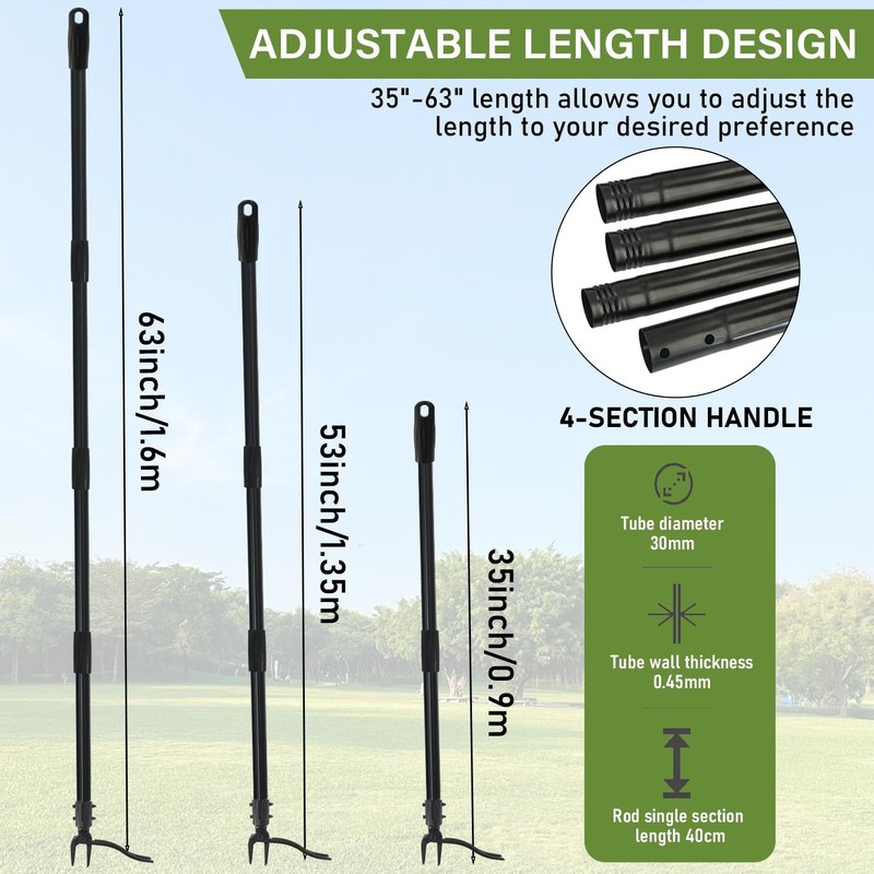 Socpuro 63" Weed Puller Tool with Extended Handle, 4 Claw