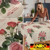 ANRO Oilcloth tablecloth, wax tablecloth, washable garden tablecloth, postcard, roses,