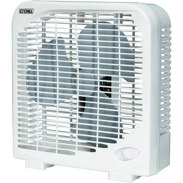 EZ-CHILL 9" Electric Portable 2-Speed, Quiet Box Fan, Ideal for