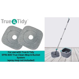 True & Tidy, Extra Thick Microfiber Mop Pad Refill for Square Mop and Bucket, Fits All Square Mop Heads Measuring 9 x 9 inches, Machine Washable up to 100x, 2 pcs