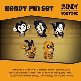 Youtooz - Juego de pines Bendy con licencia oficial Bendy and the Dark Revival Pins, caja de coleccionista incluye 5 pines de Youtooz Bendy and the Dark Revival Collection