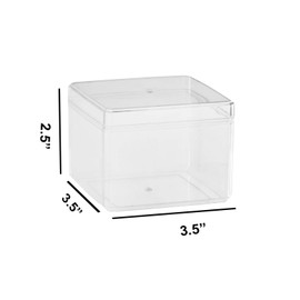 Hammont Clear Acrylic Boxes - 12 Pack - 3.5”x3.5”x2.5 - Small Lucite Boxes for Gifts, Weddings, Party Favors, Treats, Candies & Accessories, Plastic Storage Boxes