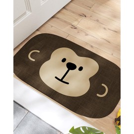 LUMI Cute Flat Entry Doormat, Ultra-Thin, Absorbent, Non-Slip, Funny Animal Pattern, Perfect for Nursery and Children's Room, 17.5"x29.5", Monkey