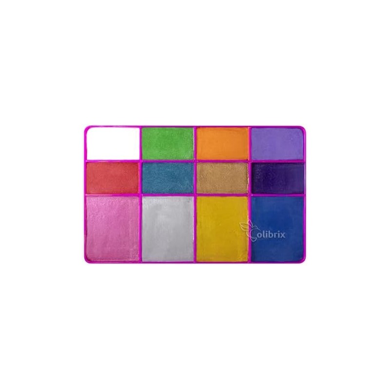 Paleta Metalica, maquillaje corporal, base agua, hipoalergénico, COLIBRIX