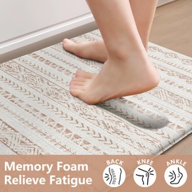 Ailsan Anti Fatigue Kitchen Mats for Floor, Non Slip Kitchen Mats and Rugs, Memory Foam Kitchen Mat, Heavy Duty Ergonomic Comfort Rugs for Kitchen Floor, Office, Sink, Khaki