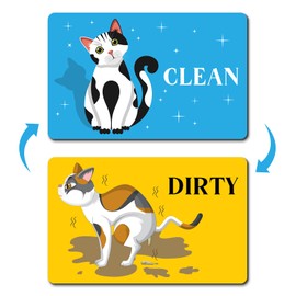 PWHINGN Cute Cartoon Cat Clean Dirty Dishwasher Magnet, Double Sided Kitchen Reversible Dish Washer Sign Clean Indicator, Funny Cat Washing Machine Refrigerator Dishwasher Magnet Clean Dirty Sign