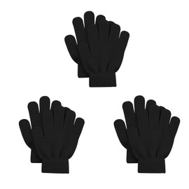 COTRUERE 3 Pairs Kid's Gloves Winter Knit Gloves Warm Stretchy Unisex MagicGloves for 3,4,5,6 years Boys Girls