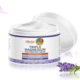 Magnesium Lotion for Sleep, Topical Triple Magnesium Cream for Legs, Feet, and Body Clam, Nighttime Lavender Lotion for Sleep, Deep Moisturizing Supplement, For Kids & Adults (4 oz, Lavender)