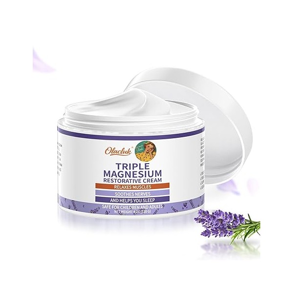 Magnesium Lotion for Sleep, Topical Triple Magnesium Cream for Legs,