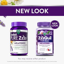 ZzzQuil PURE Zzzs - Gomitas de melatonina, ayuda para dormir, melatonina de 2 mg, con manzanilla y lavanda, gomitas de melatonina para dormir, ayuda p