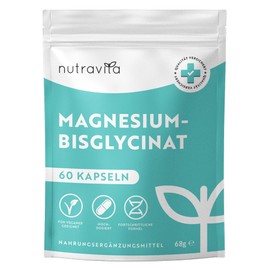 Magnesium Bisglycinate Capsules - Magnesium Glycinate - 320 mg Elementary Magnesium per Daily Dose - Vegan - High Dose - Supports Muscle Function and Nervous System - Nutravita