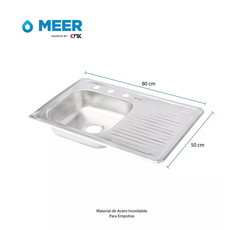 CNX Tarja Con Escurridero, Mezcladora Cromada Y Kit Instalación