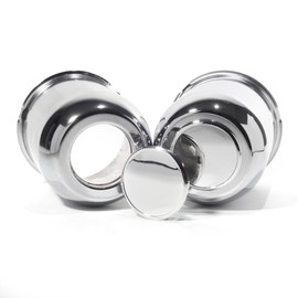 HowioZil 2-Pack Trailer Push Through Center Caps and Trailer Wheel Lug Sets - 3.74in Wheel Center Caps Chrome Wheel Cover Carbon Steel Hub Cap with 12 Chrome Capped 1/2-20 Lug Nuts for Truck RV