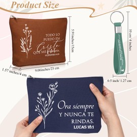 Fumete 20 Pcs Spanish Christian Gifts Bulk for Women Spanish Bible Verse Makeup Bag Religious Inspirational Keychain Regalos Cristianos Para Mujer En Español for Women Mother's Day Birthday Easter