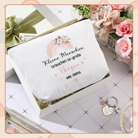 Weewooday Thank You Gift Set for Teacher Thank You Cosmetic Bag Keyring with Engraving for Teacher Toiletry Bag Thank You for Teacher Farewell Educator Nanny Birthday Graduation, as shown in the