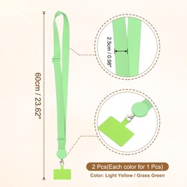 PATIKIL Smart Phone Lanyard,2Pcs Adjustable Crossbody Cell Phone Neck Strap Lanyard with Phone Patches for Most Smartphones ID Badges Keychain, Light Yellow Grass Green