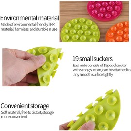 (Pack of 2) Creative Children's Tableware Sucker Baby Kids Magic Suction Mat Portable Double-Sided Suckers Anti-Slip Plate Bowl Cutlery Placemat(Green)