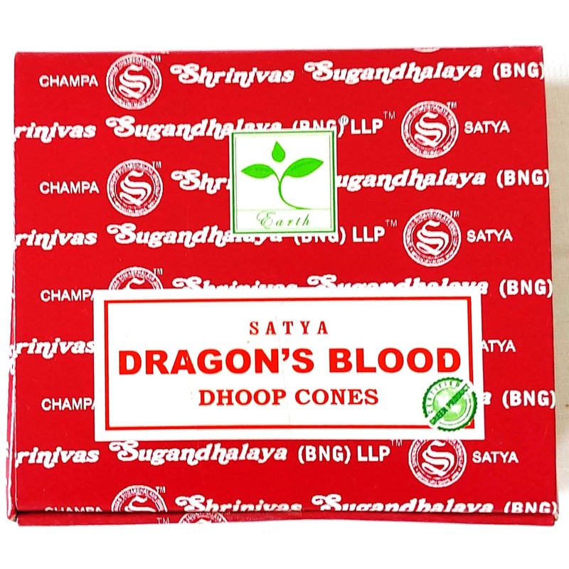 Satya Nag Champa Incense Cones, Dragons Blood Scent, 4 Packs