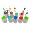 Mini Vitrolero De Plastico De 500ml Con Popote Espiral 12pzs