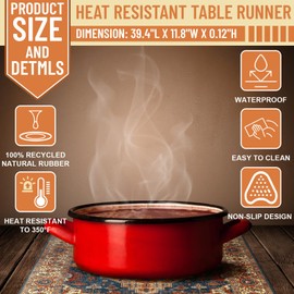 SmoothNovelty Boho Heat Resistant Table Runner 39.4 x 11.8 Inch Waterproof Table Protector Pad Heat Proof Trivet 350f for Hot Plates and Pots from Scratch