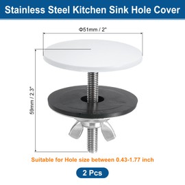uxcell 2 Pcs Kitchen Sink Hole Cover, 2 Inch Faucet Hole Cover, Kitchen Sink Tap Hole Plate Stopper Cover Plug for Washbasin Sink Counter Space (Zinc Alloy, White)