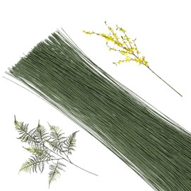 Flower Wire, Pack of 200 Flower Stem Wire, Green, Flower Stem Wire, 26 Gauge, Flower Stem Wire, 30 cm Long, for Making Flower Crafts, Artificial Flowers, Flower Bouquets
