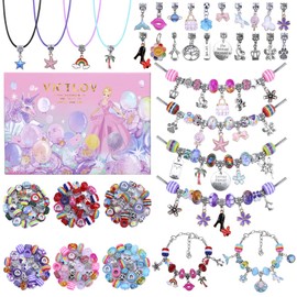 VICTLOV 126 Pieces Charm Bracelet Making Kit, DIY Craft for Girls, Unicorn/Mermaid Crafts Gifts Set for Arts and Crafts for Girls Teens Ages 8-12