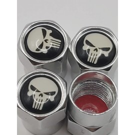 Unbranded Set of 4 Chrome  Punisher Tire Valve Stem Caps For Car, Standard Fitting #117