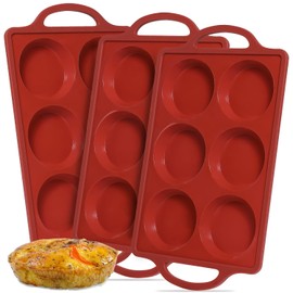 CAKETIME Muffin Top Pan Non Stick, 3 Inch Metal Frame Round Egg Baking Pan for Oven English Muffins, Whoopie Pies, Corn Bread, Egg Bites, Breakfast Sandwiches Tarts 3 Pack Brown