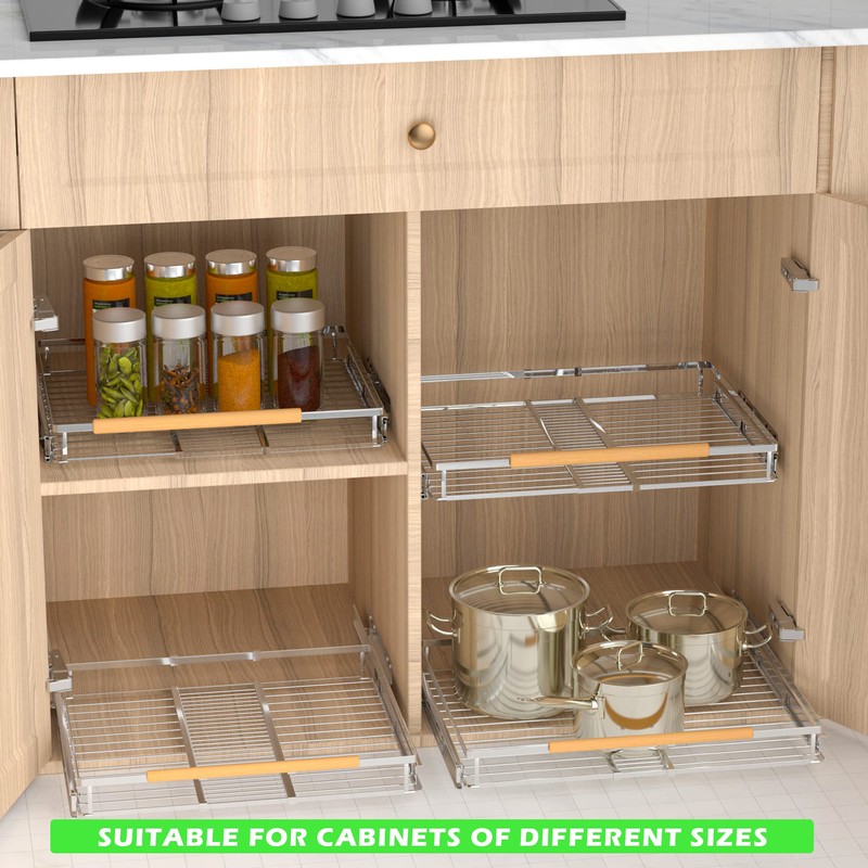 SOFRON Expandable Pull Out Drawer Cabinet Organizers, Heavy Duty Slide