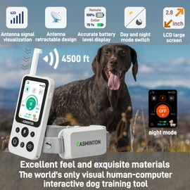 CASMINTON Shock Collar for Dogs [CRS01] 126 Training Levels, 4 Powerful Modes with 2.8-inch LCD high-Definition display100% Safe Training Collar for Large Medium Small Dogs IPX7 Waterproof E Collar