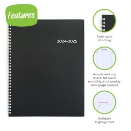 WallDeca 2024-2025 Academic Weekly Planner - Weekly & Monthly Planner, Jul 2024 - Dec 2025 | Flexible Cover, Notes Pages, Twin-Wire Binding (2024-2025 (A4))