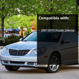 SAFAUTOPARTS Headlights Assembly Pair for 2007 2008 2009 2010 Chrysler Sebring Direct Replacement Headlamps Driver and Passenger Side,Chrome Housing Clear Reflector