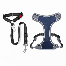 Dog Vest Harness with 2-in-1 Headrest Restraint Dog Car Seat Belt, 420D-Oxford-Cloth Waterproof Dog Harness Set for Vehicle Travel Daily Use Walking Dogs (S)